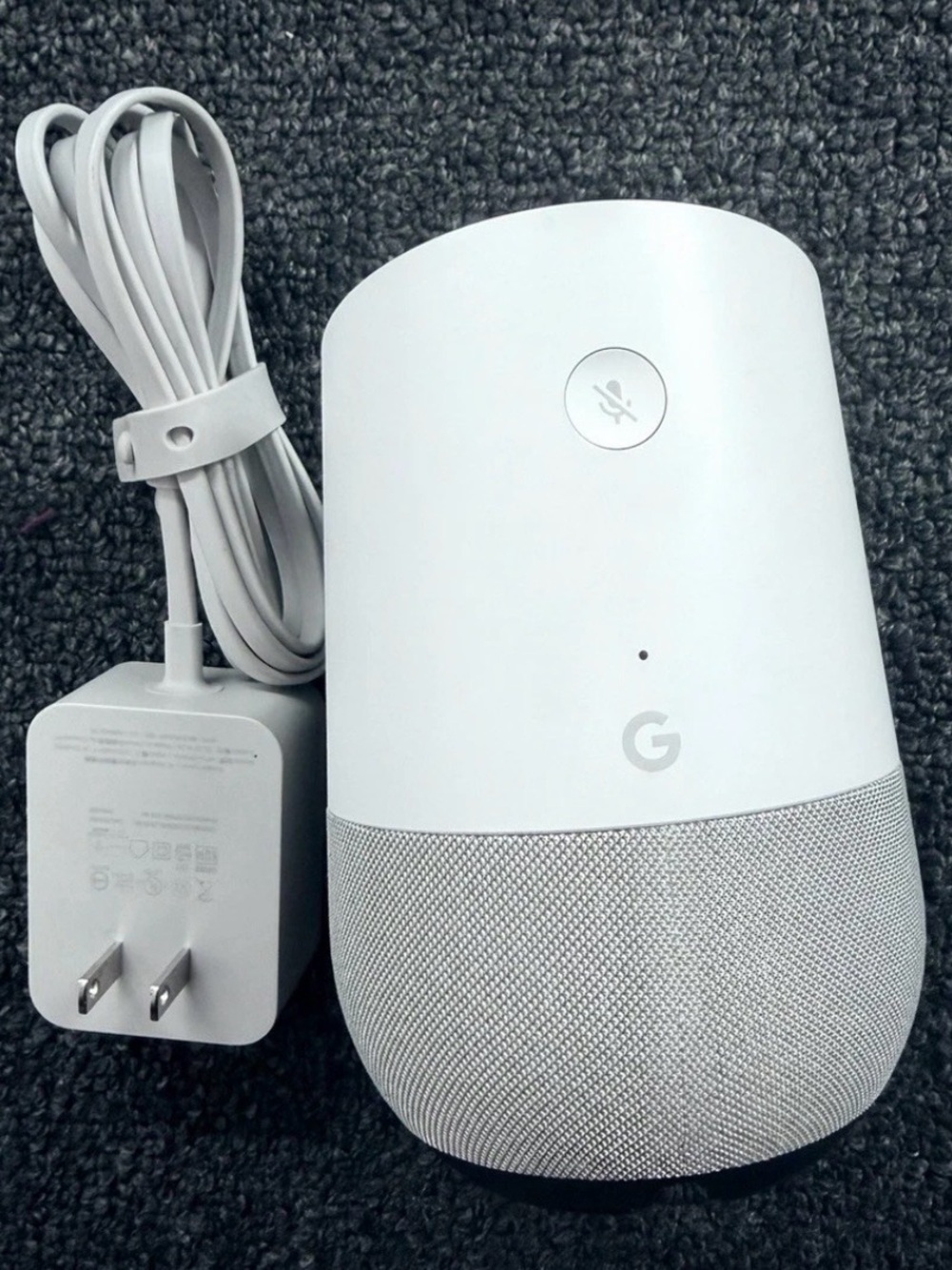 google smart speaker in white and gray